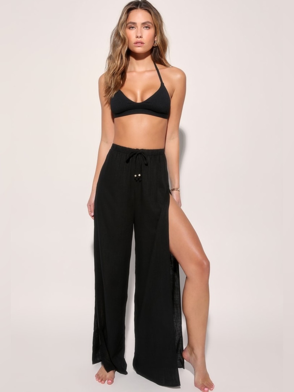 Lulu's Black Split-Leg Beach Coverup Pants